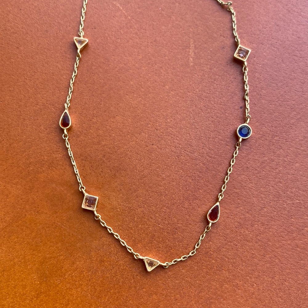 Madewell Finespun Chain multicolored gem gold necklace